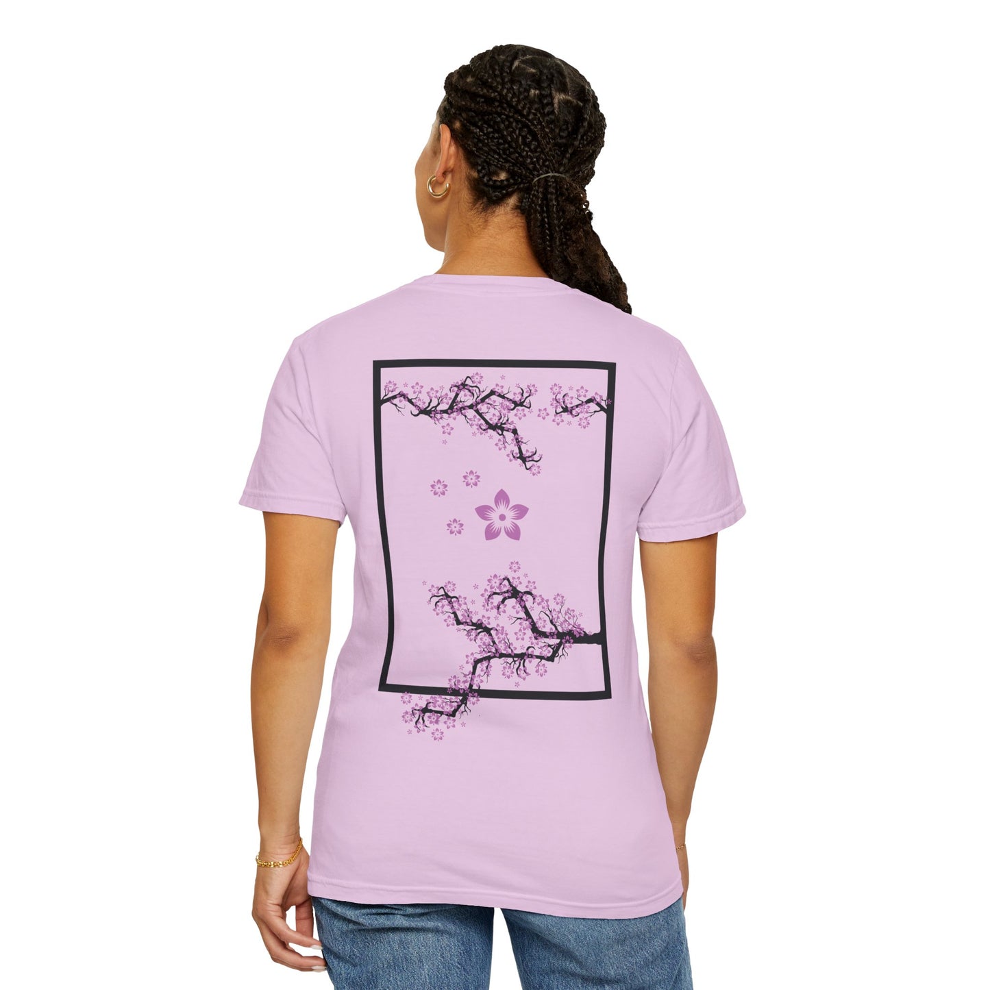 Cherry Blossom Graphic T-Shirt — Sakura Branches Floral Tee — Purple