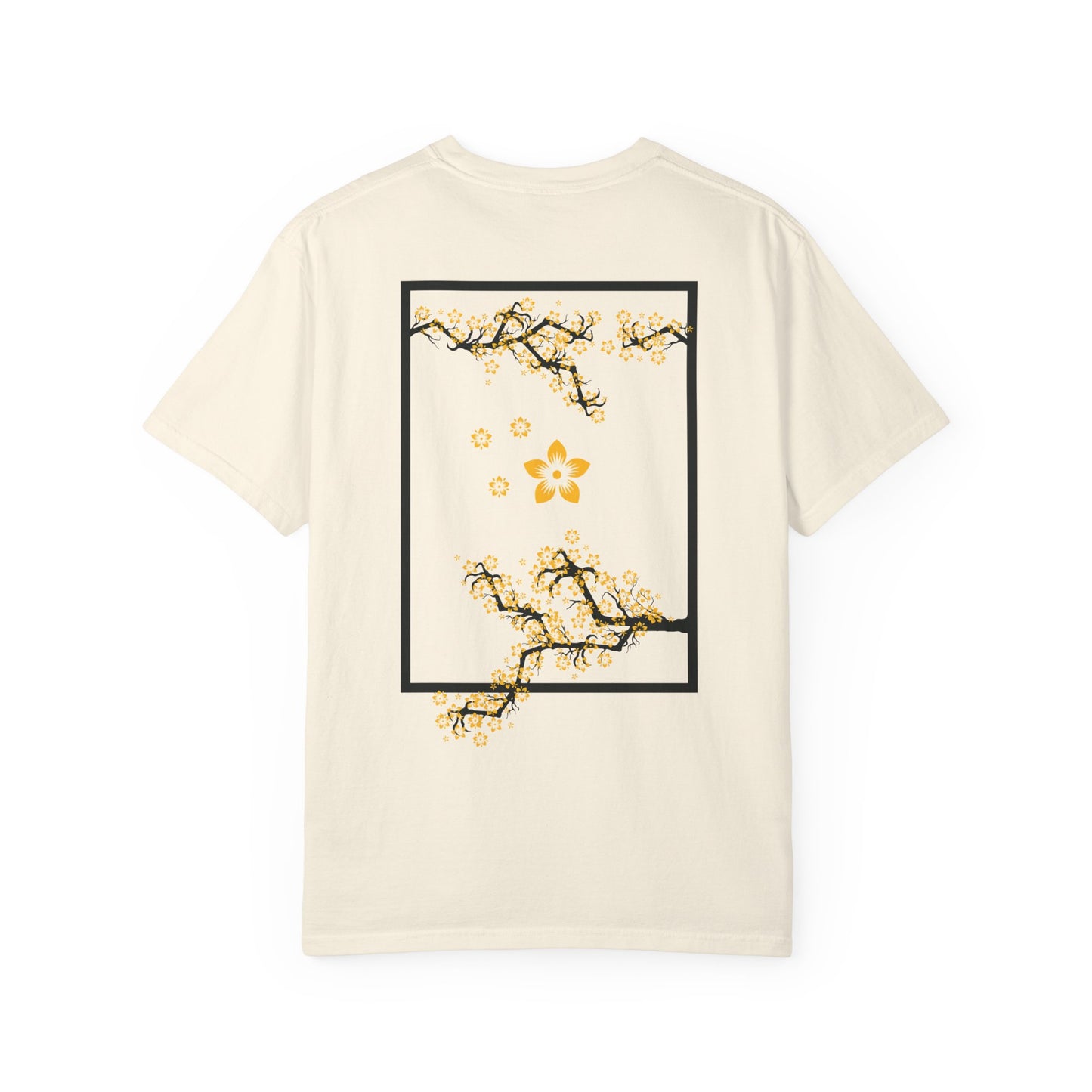 Cherry Blossom Graphic T-Shirt — Sakura Branches Floral Tee — Gold