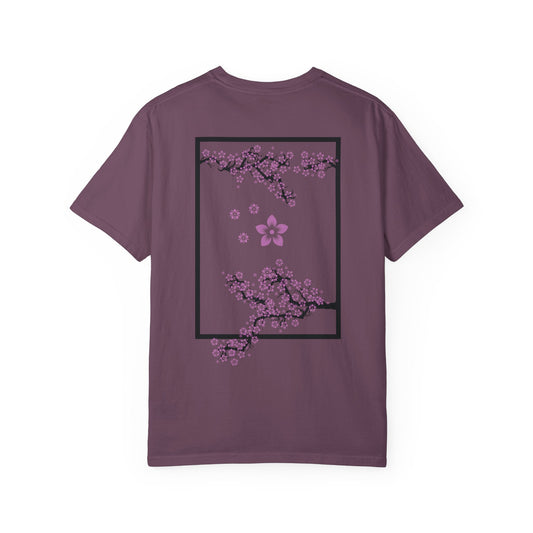 Cherry Blossom Graphic T-Shirt — Sakura Branches Floral Tee — Purple