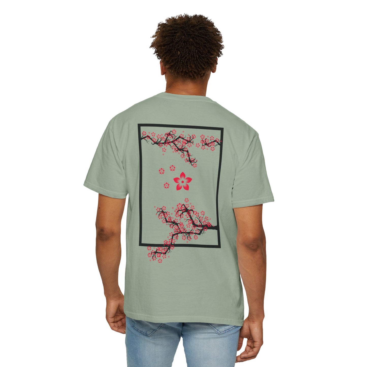 Cherry Blossom Graphic T-Shirt — Sakura Branches Floral Tee — Red