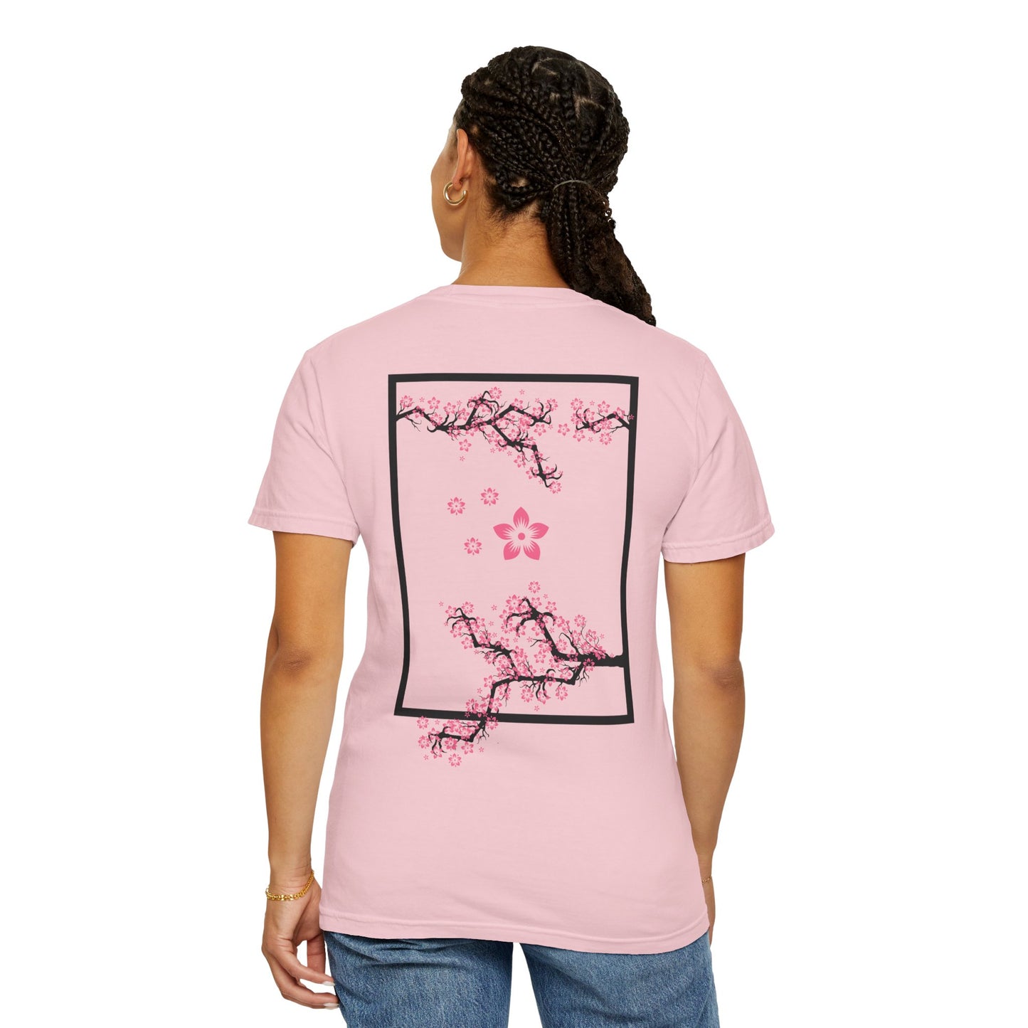 Cherry Blossom Graphic T-Shirt — Sakura Branches Floral Tee — Pink