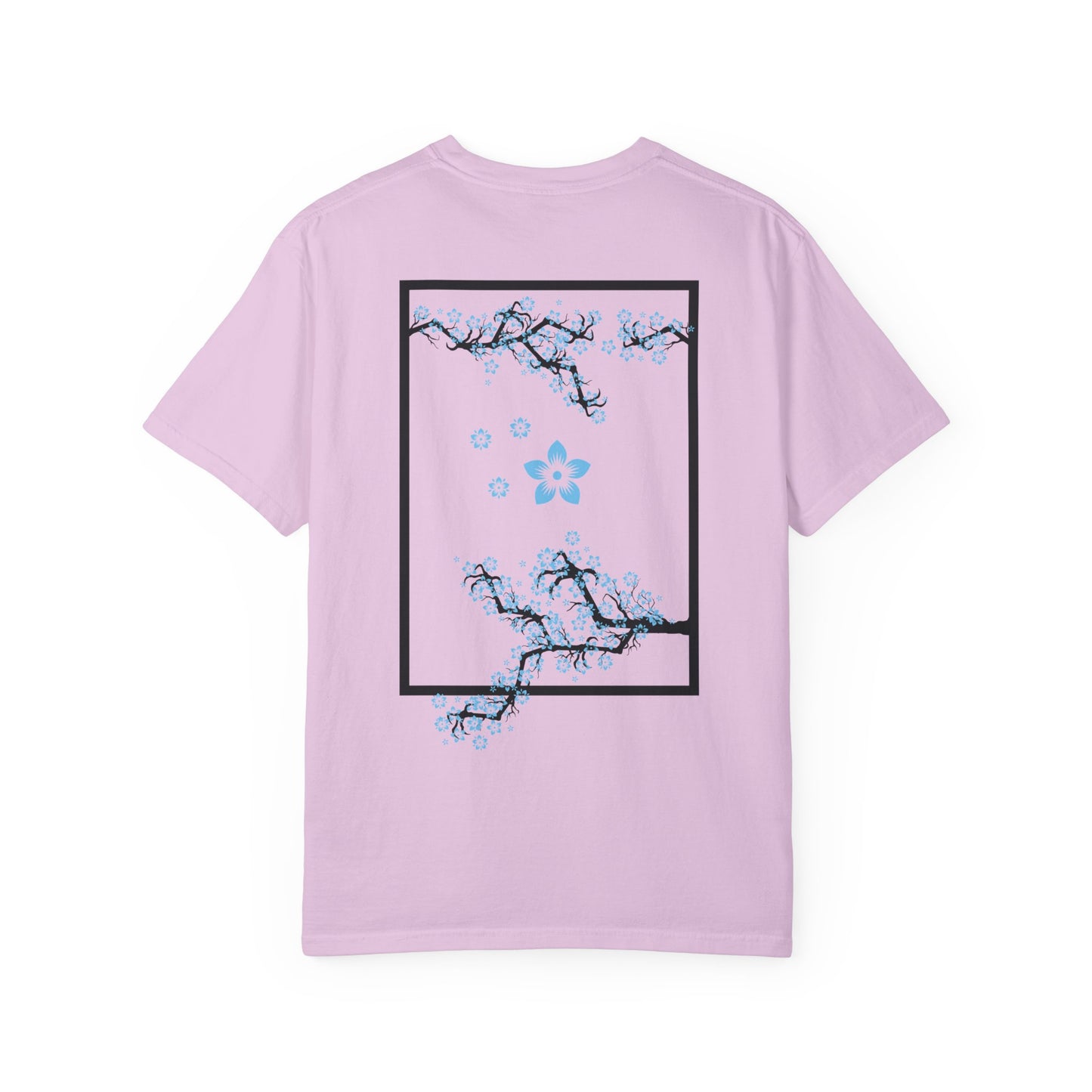 Cherry Blossom Graphic T-Shirt — Sakura Branches Floral Tee — Blue