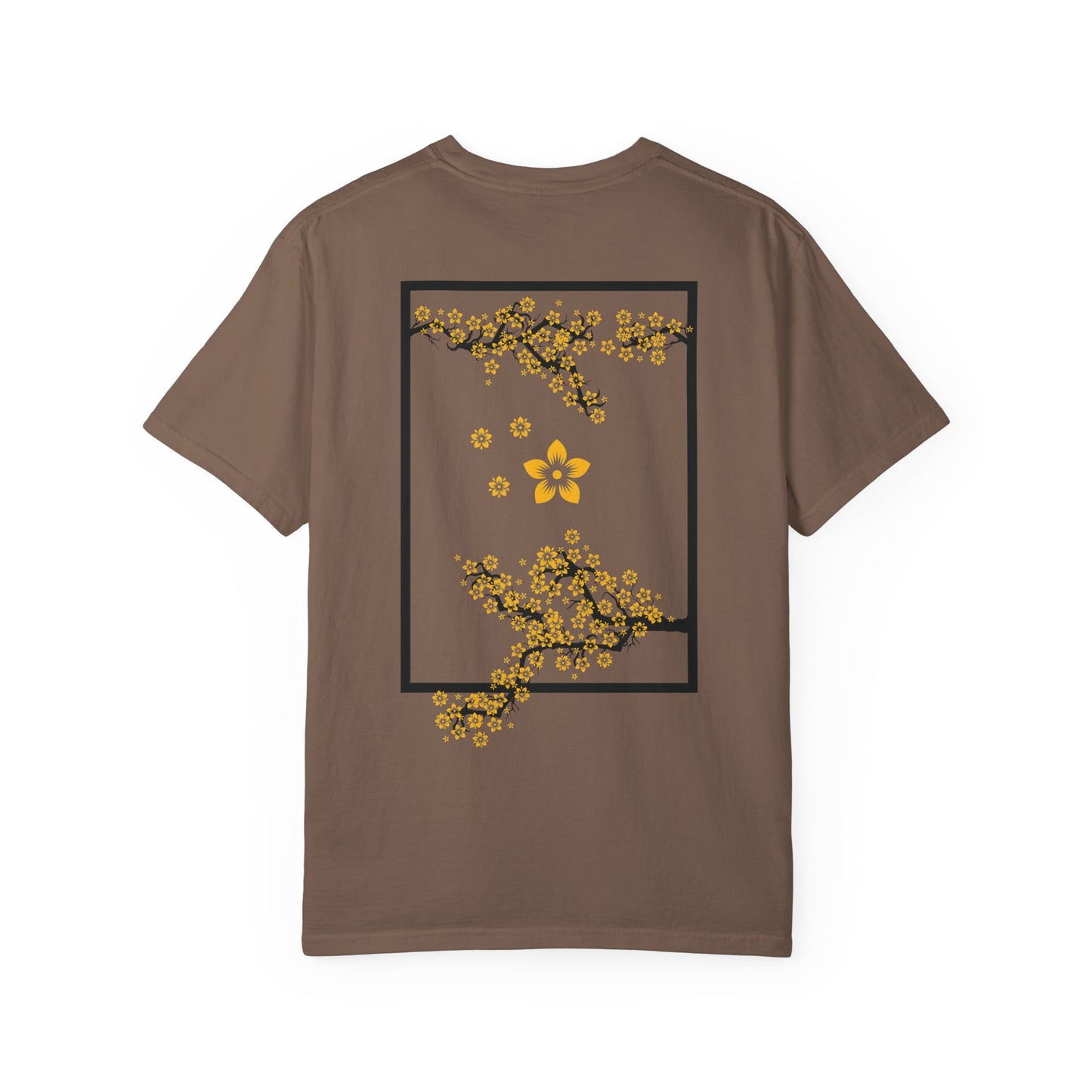 Cherry Blossom Graphic T-Shirt — Sakura Branches Floral Tee — Gold