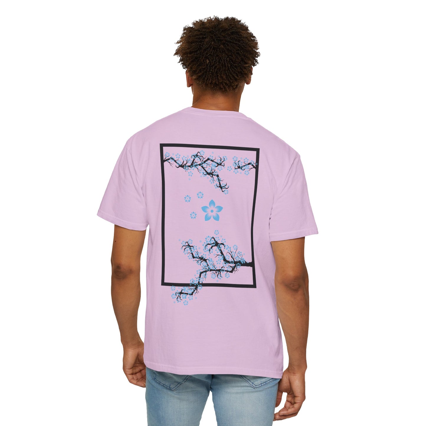 Cherry Blossom Graphic T-Shirt — Sakura Branches Floral Tee — Blue