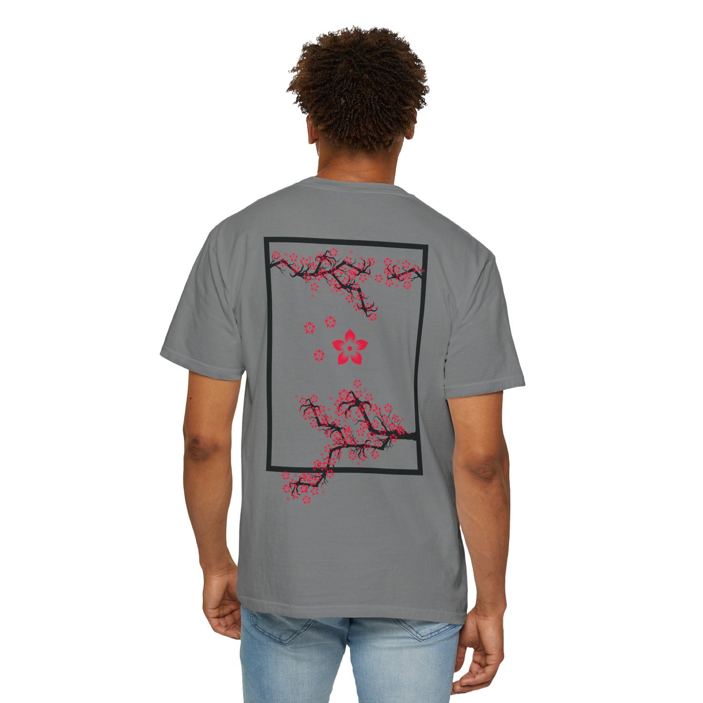 Cherry Blossom Graphic T-Shirt — Sakura Branches Floral Tee — Red
