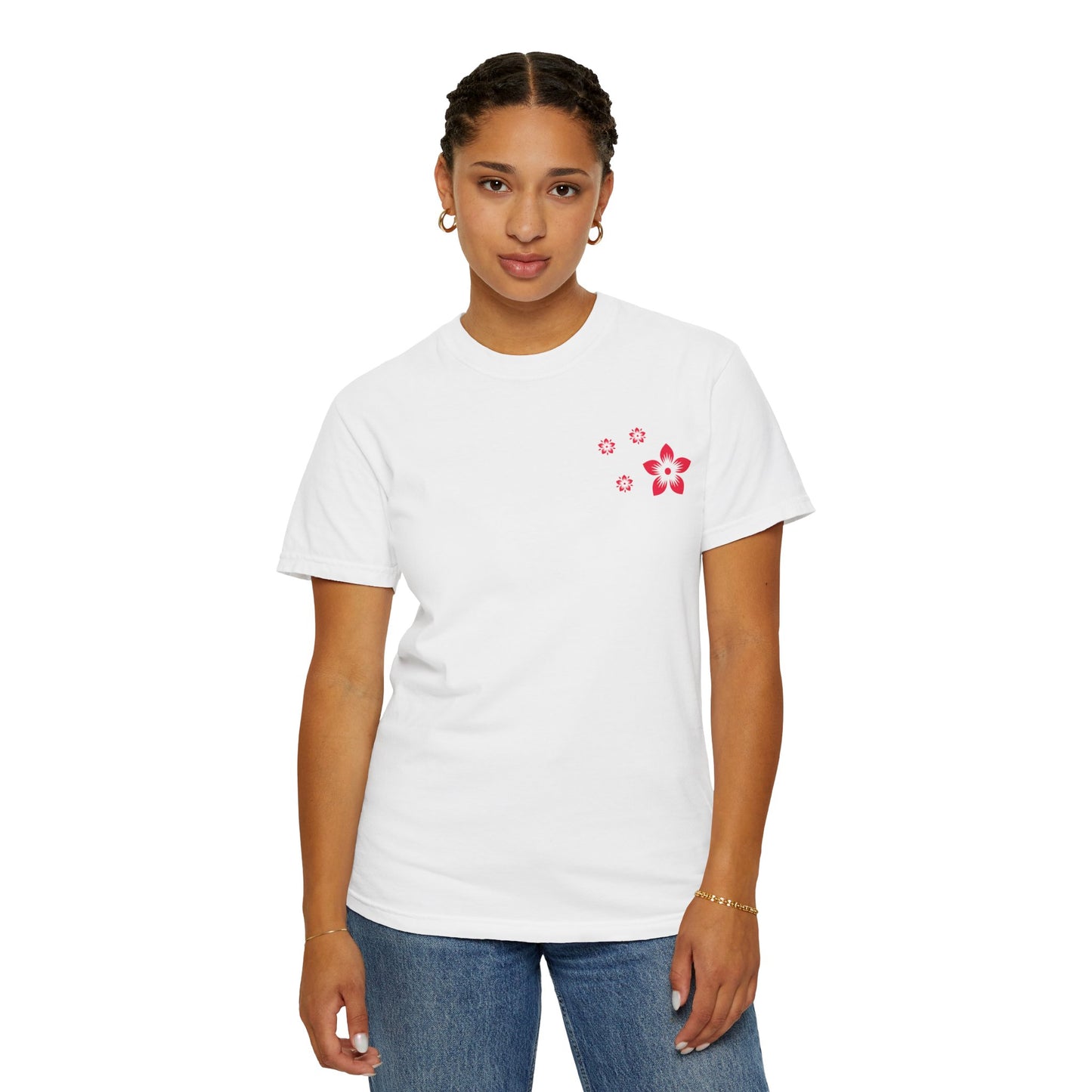 Cherry Blossom Graphic T-Shirt — Sakura Branches Floral Tee — Red