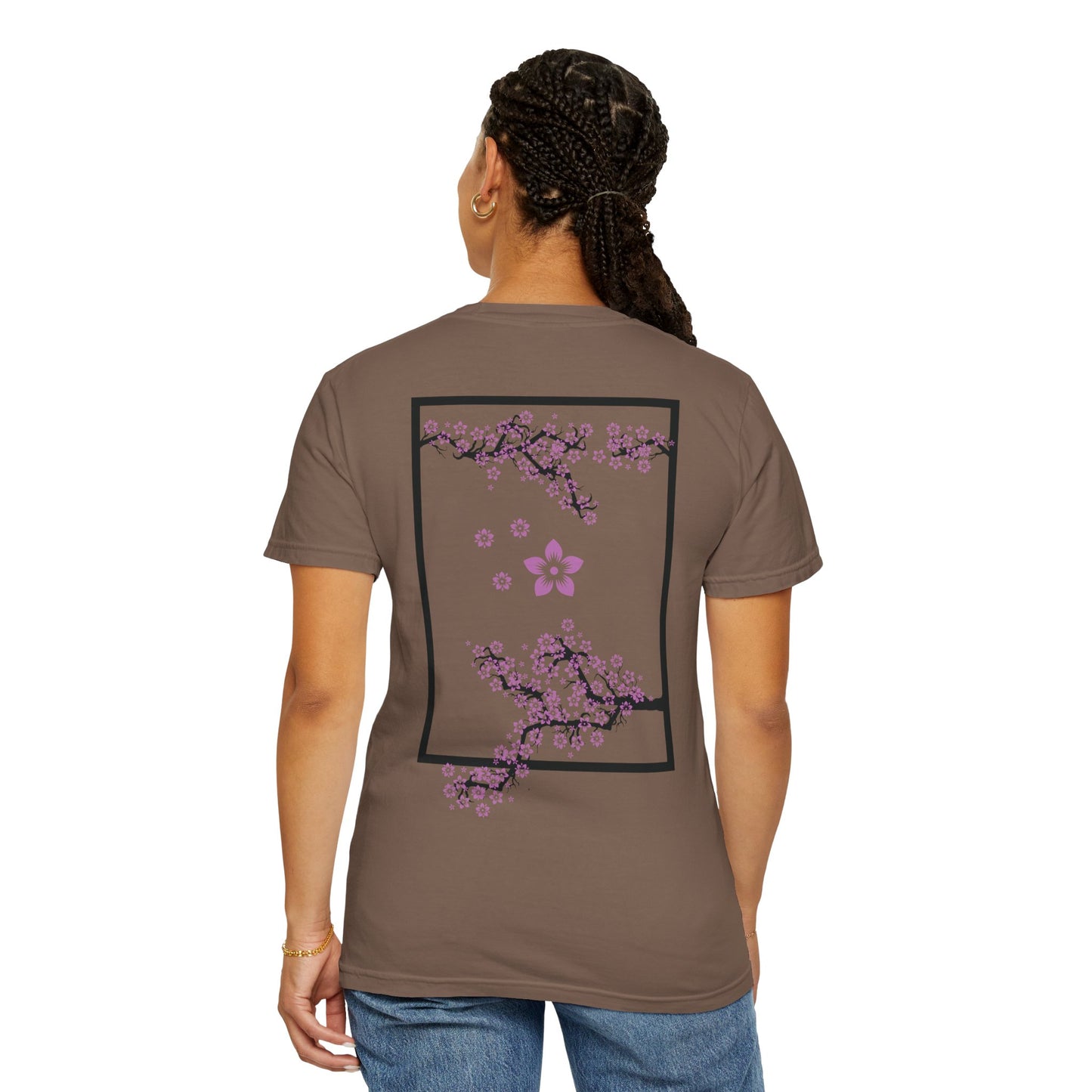 Cherry Blossom Graphic T-Shirt — Sakura Branches Floral Tee — Purple