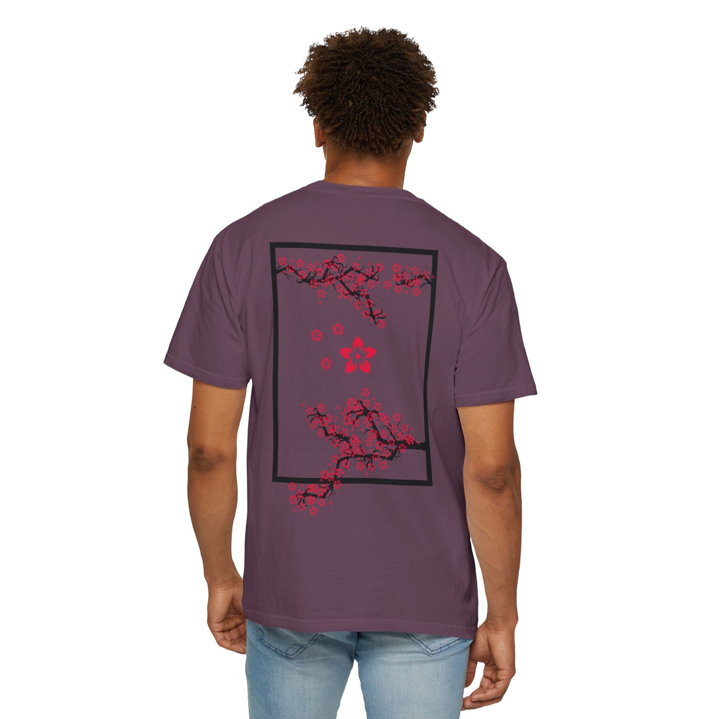 Cherry Blossom Graphic T-Shirt — Sakura Branches Floral Tee — Red