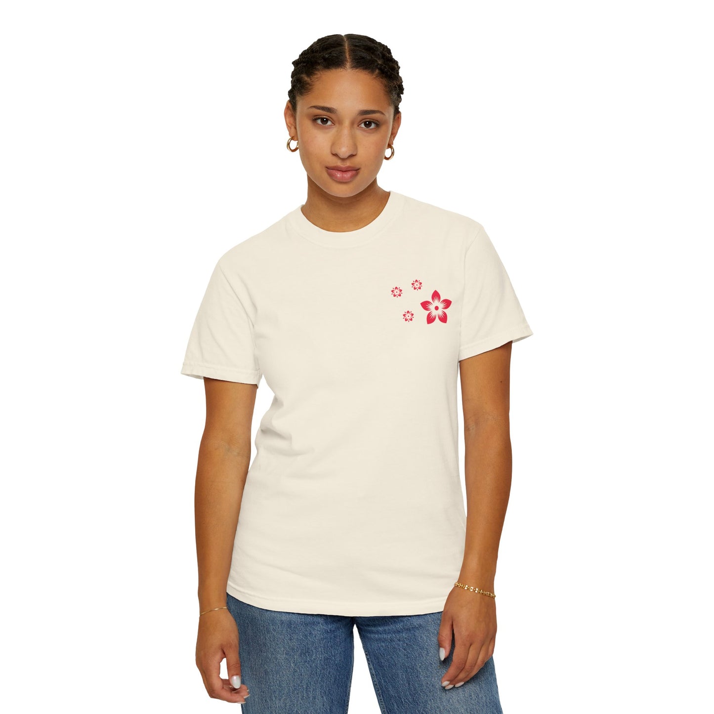 Cherry Blossom Graphic T-Shirt — Sakura Branches Floral Tee — Red