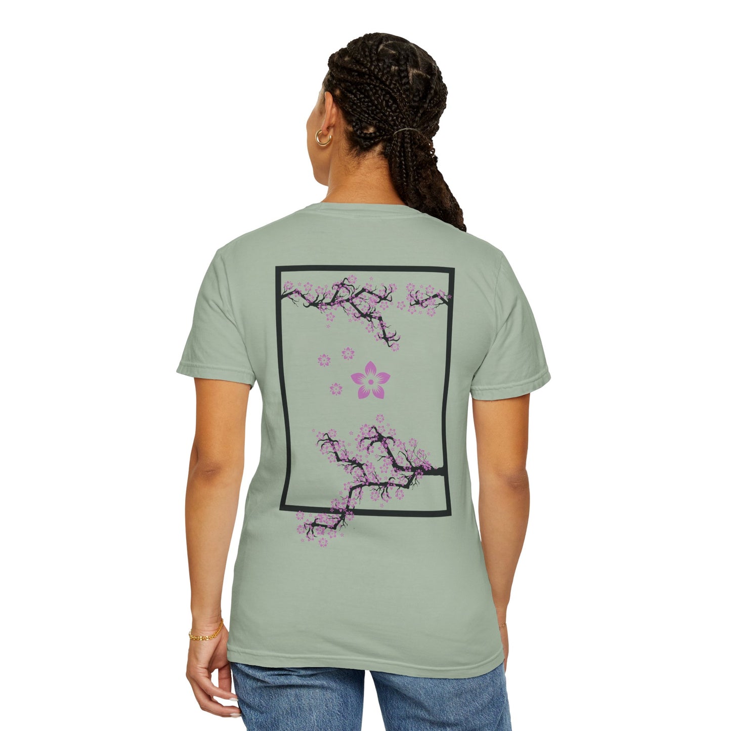 Cherry Blossom Graphic T-Shirt — Sakura Branches Floral Tee — Purple