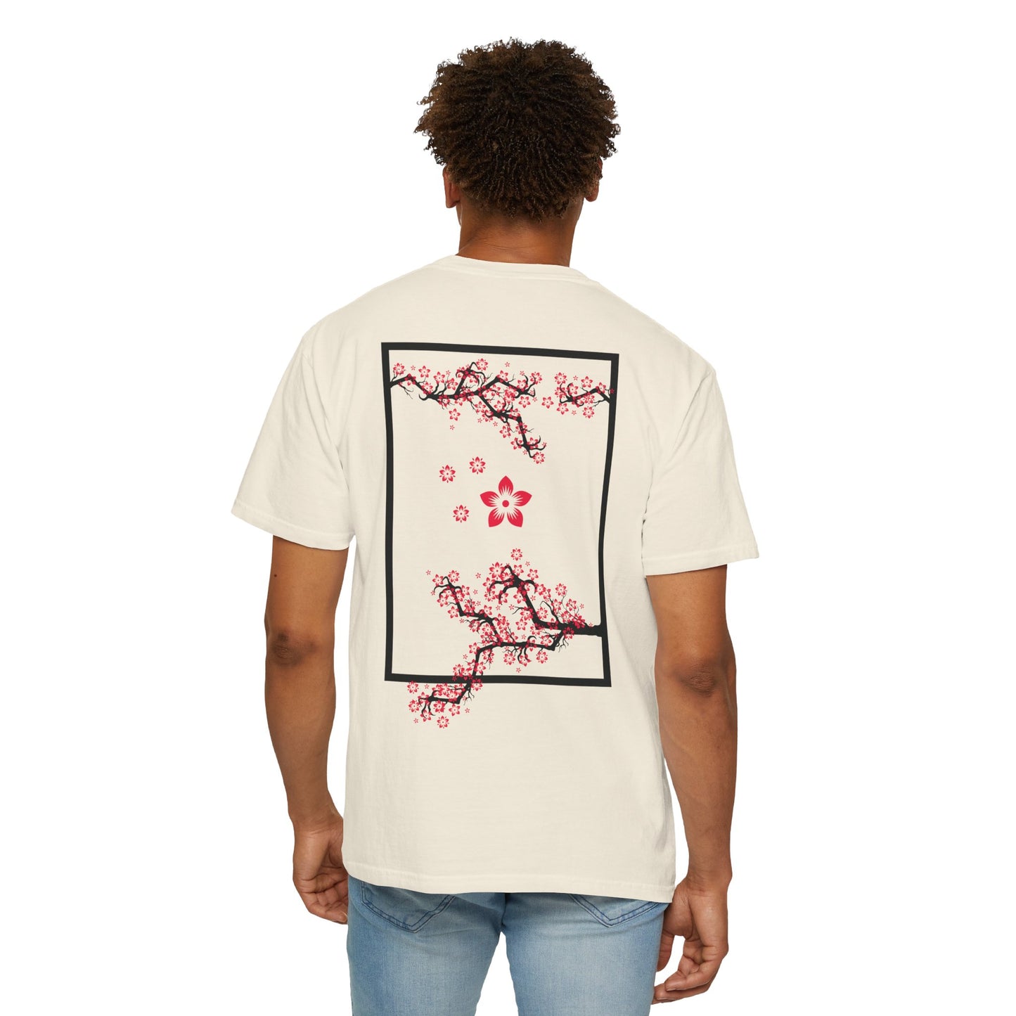Cherry Blossom Graphic T-Shirt — Sakura Branches Floral Tee — Red