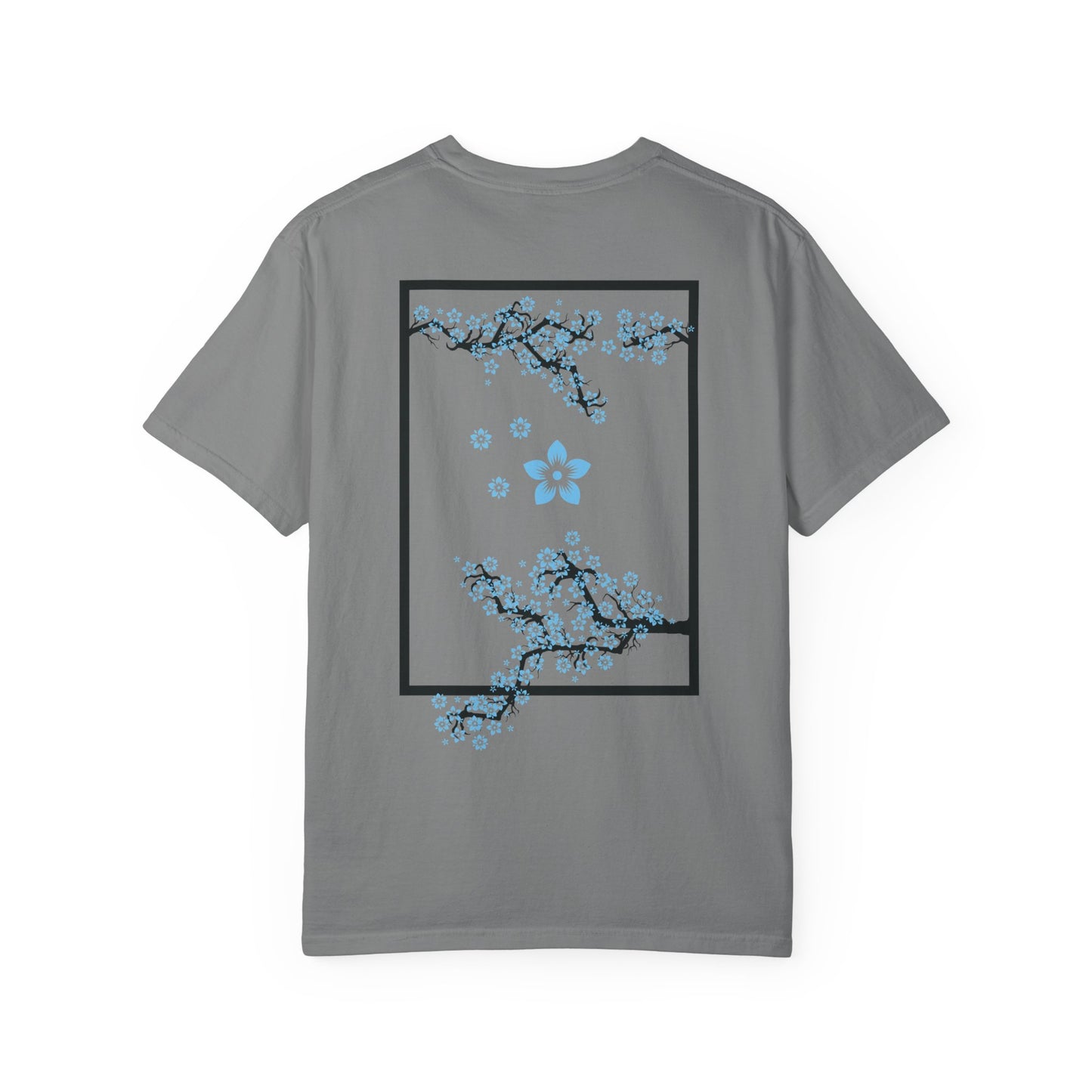 Cherry Blossom Graphic T-Shirt — Sakura Branches Floral Tee — Blue