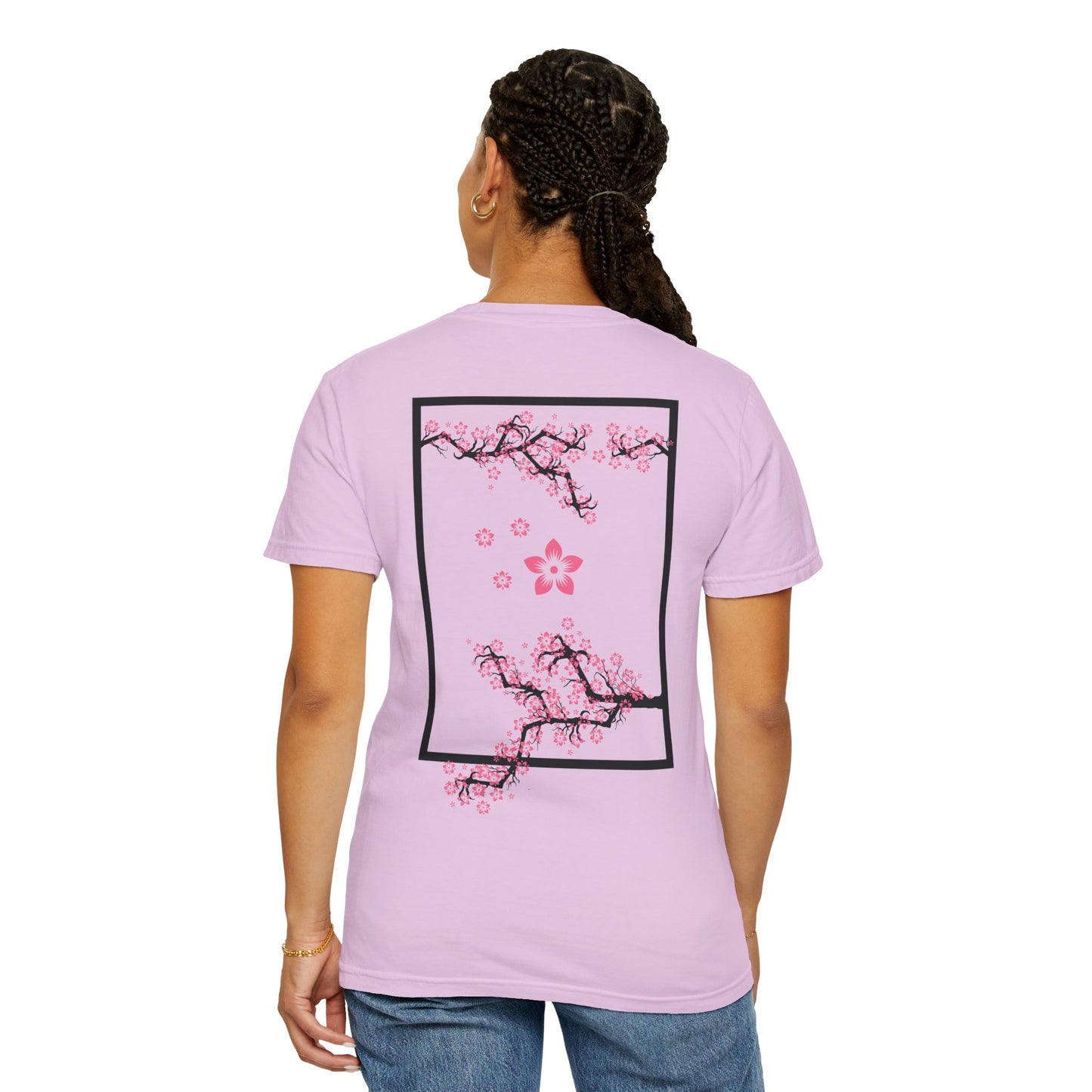 Cherry Blossom Graphic T-Shirt — Sakura Branches Floral Tee — Pink