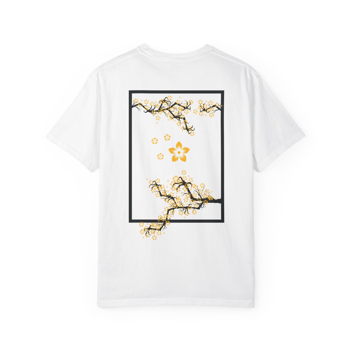Cherry Blossom Graphic T-Shirt — Sakura Branches Floral Tee — Gold
