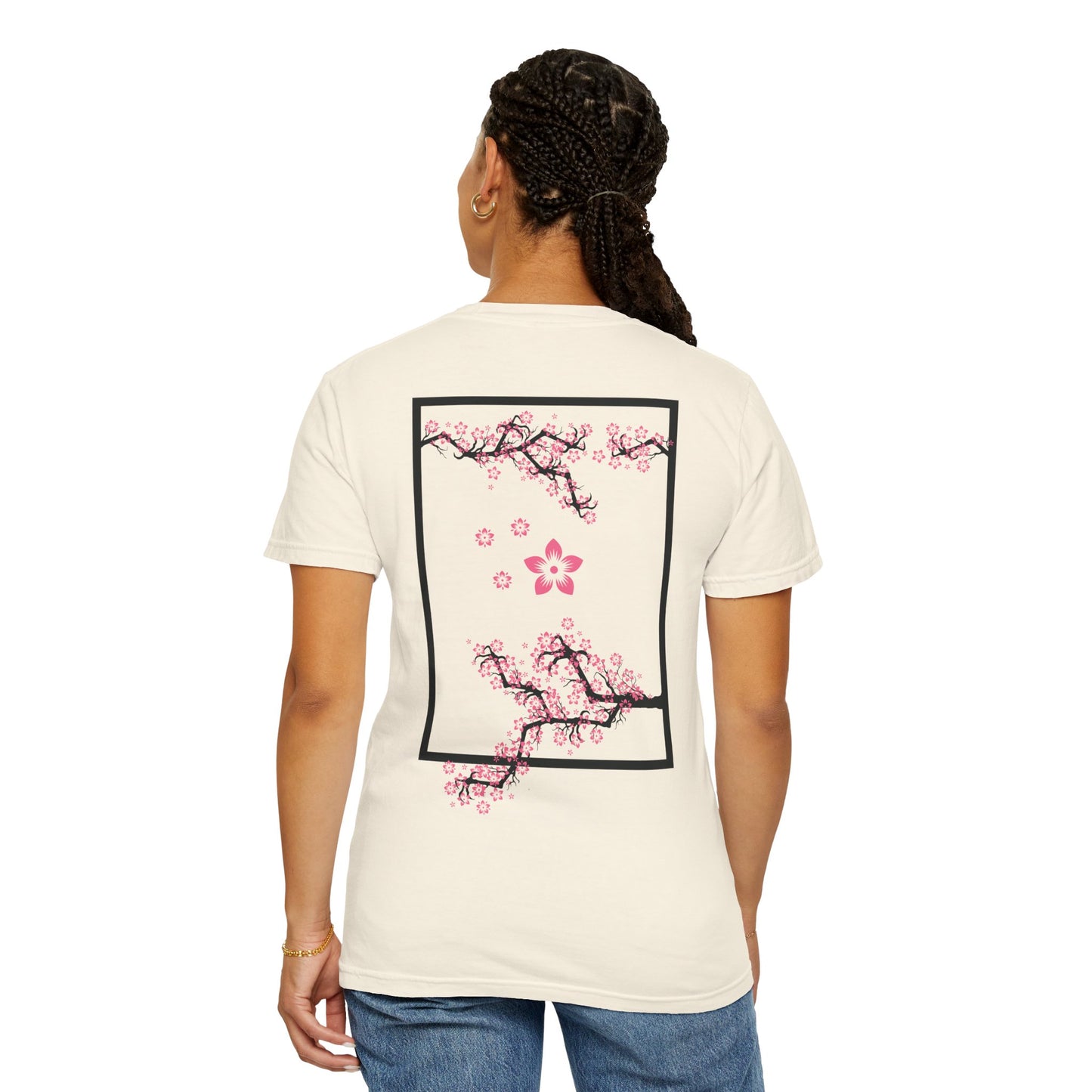 Cherry Blossom Graphic T-Shirt — Sakura Branches Floral Tee — Pink