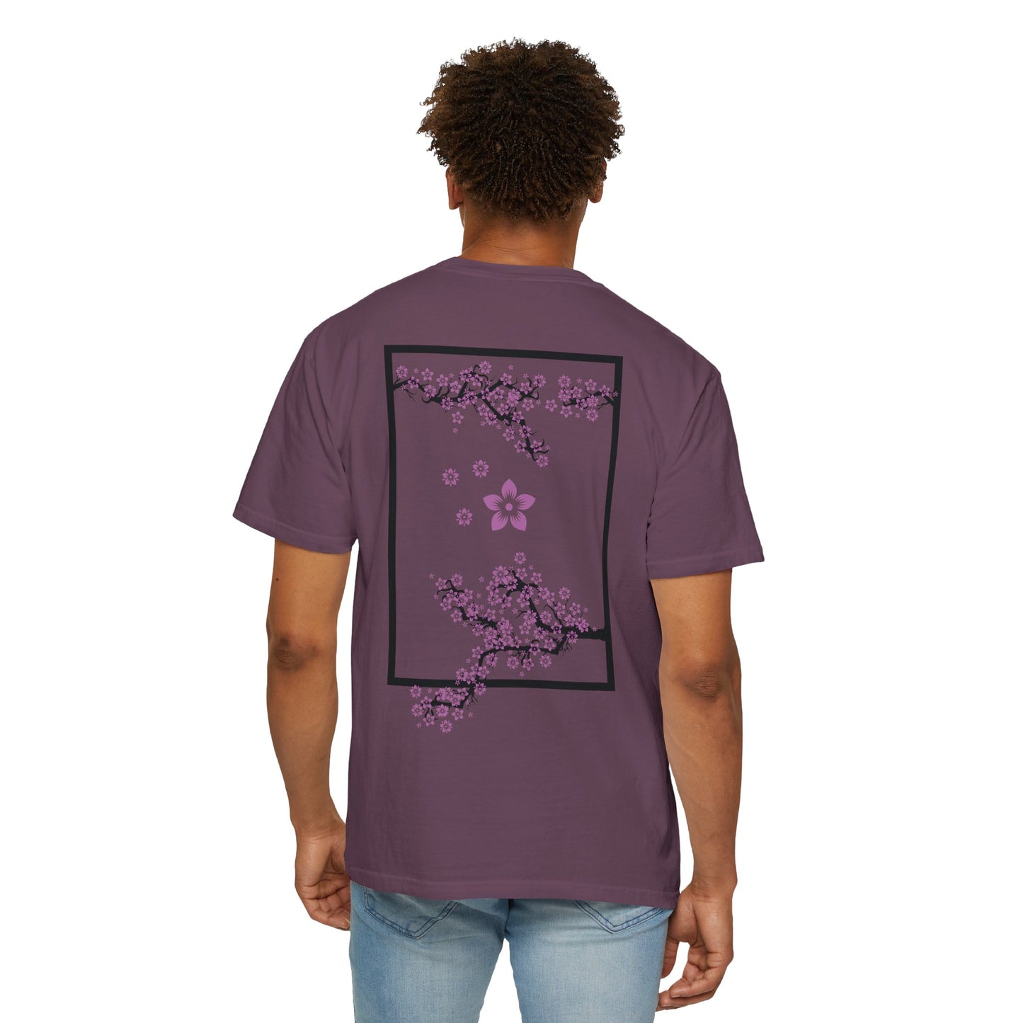 Cherry Blossom Graphic T-Shirt — Sakura Branches Floral Tee — Purple