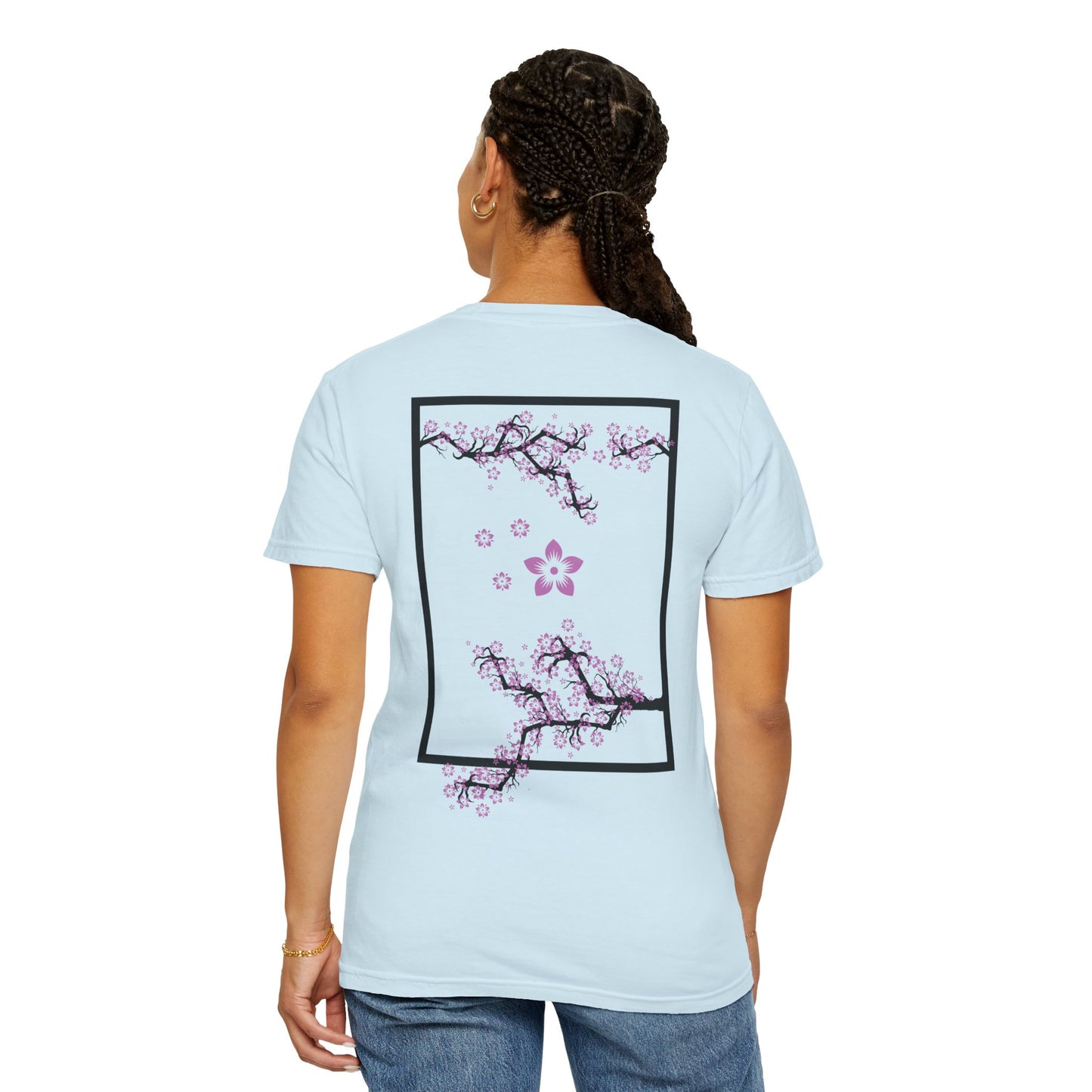 Cherry Blossom Graphic T-Shirt — Sakura Branches Floral Tee — Purple