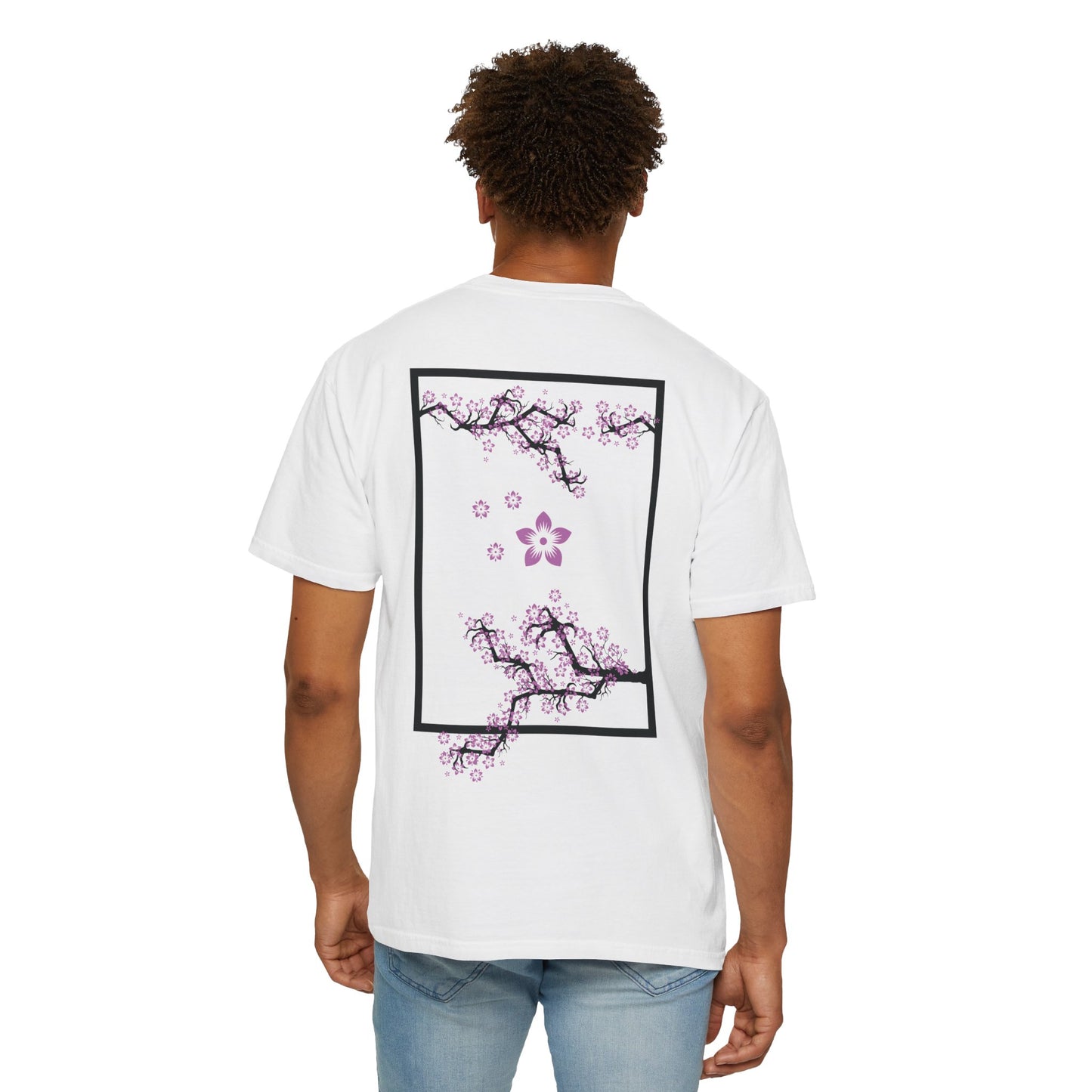 Cherry Blossom Graphic T-Shirt — Sakura Branches Floral Tee — Purple