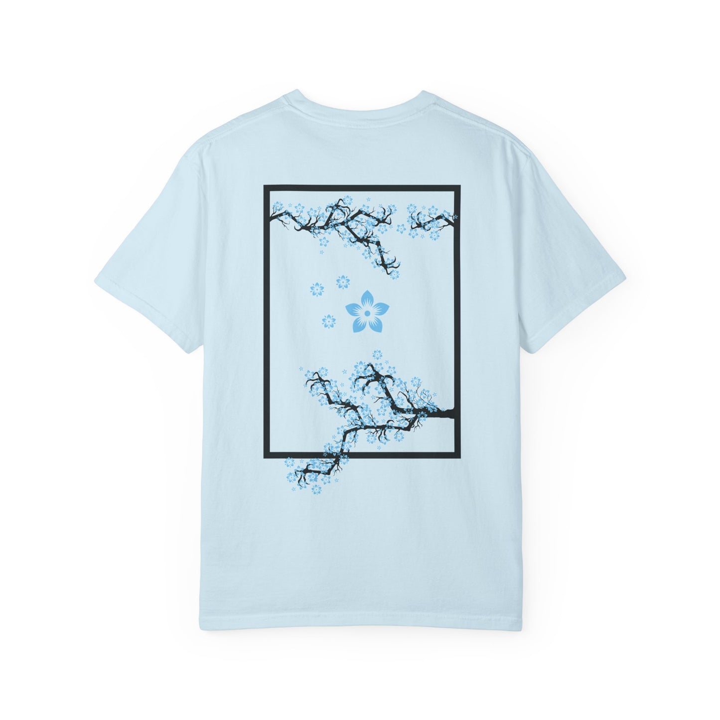 Cherry Blossom Graphic T-Shirt — Sakura Branches Floral Tee — Blue