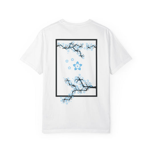 Cherry Blossom Graphic T-Shirt — Sakura Branches Floral Tee — Blue