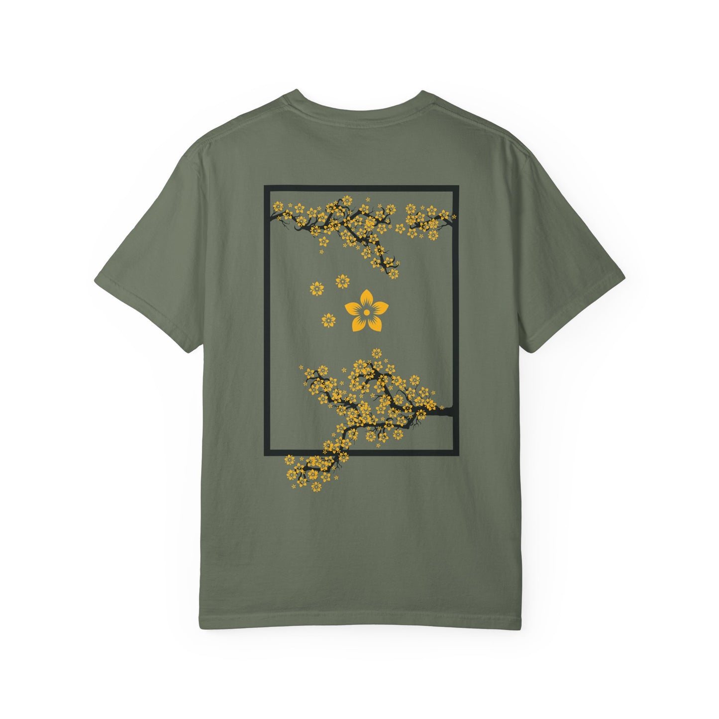 Cherry Blossom Graphic T-Shirt — Sakura Branches Floral Tee — Gold