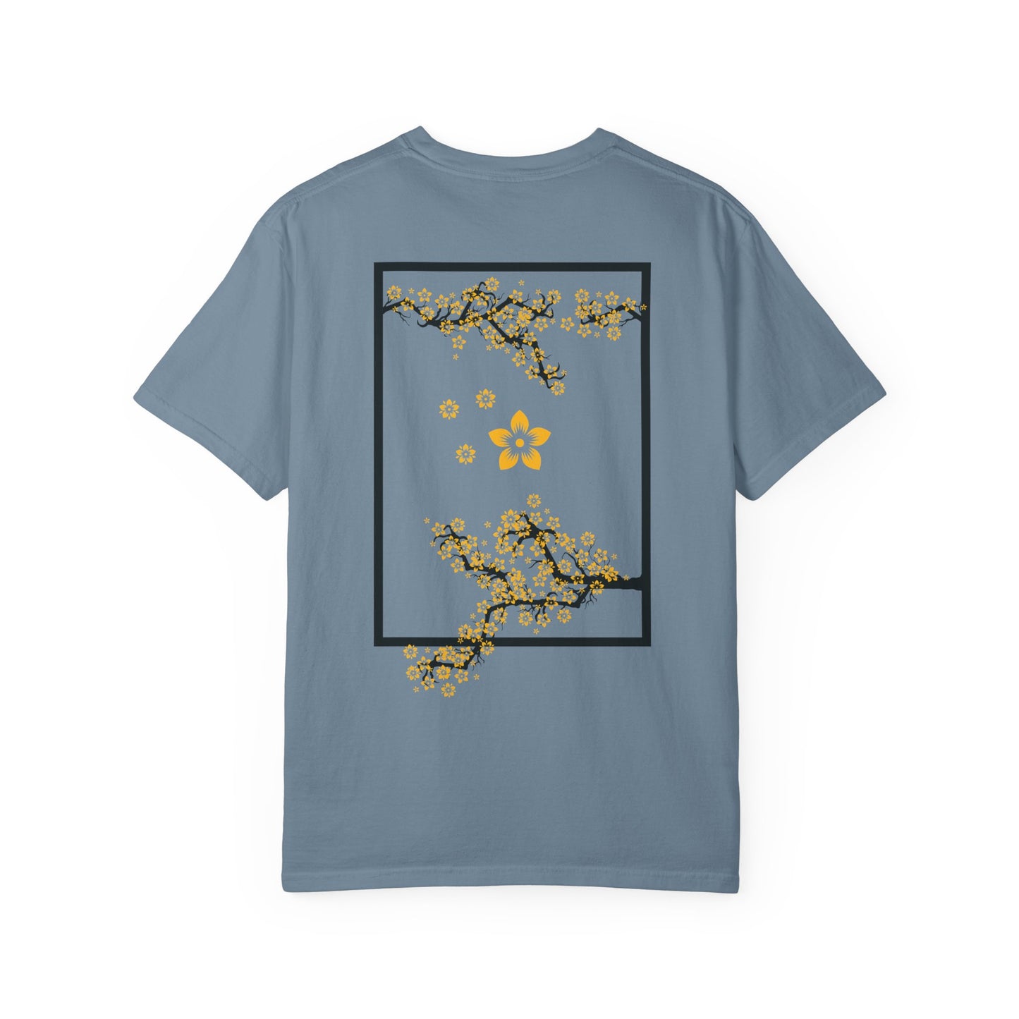 Cherry Blossom Graphic T-Shirt — Sakura Branches Floral Tee — Gold