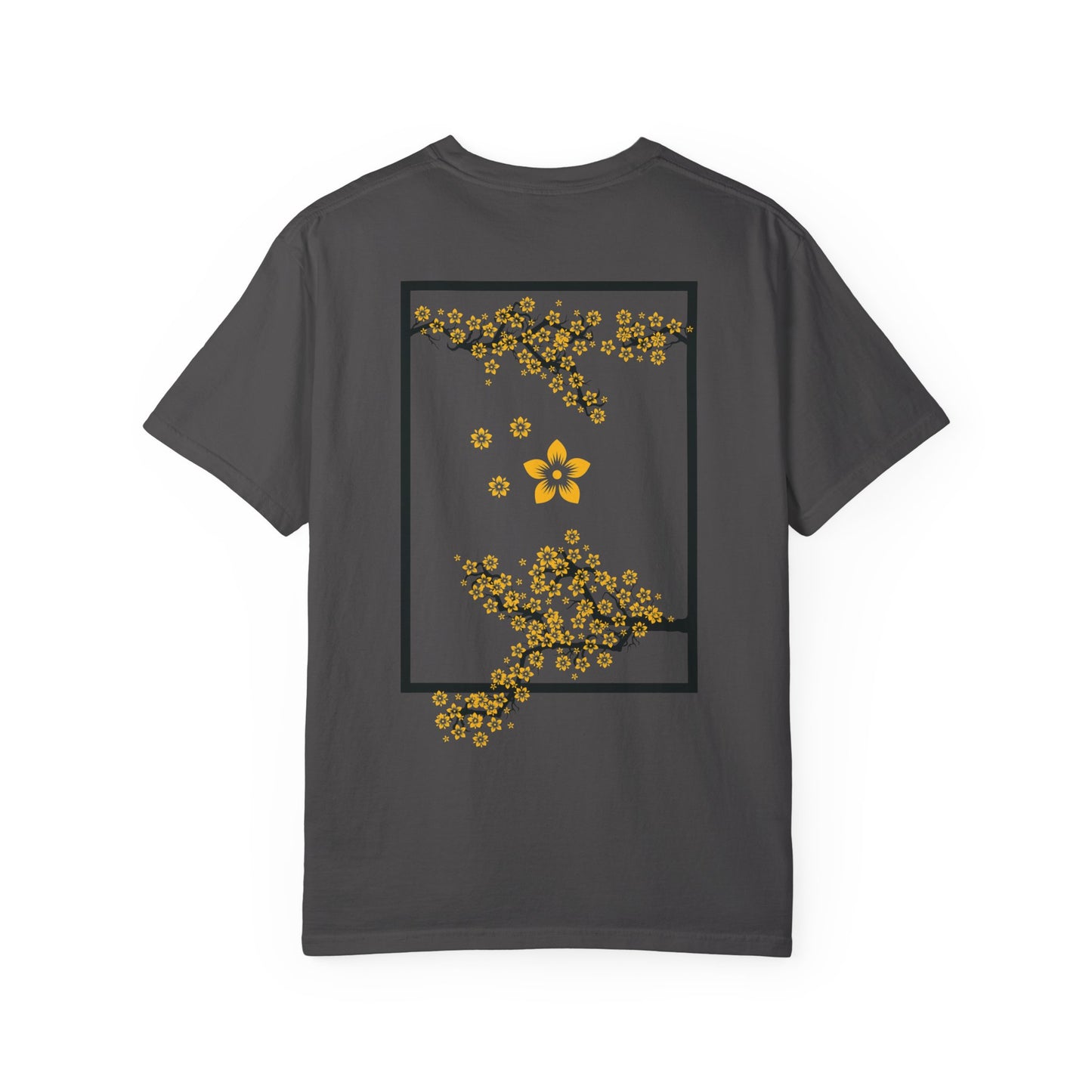 Cherry Blossom Graphic T-Shirt — Sakura Branches Floral Tee — Gold
