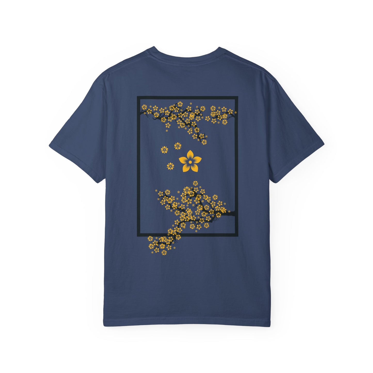 Cherry Blossom Graphic T-Shirt — Sakura Branches Floral Tee — Gold